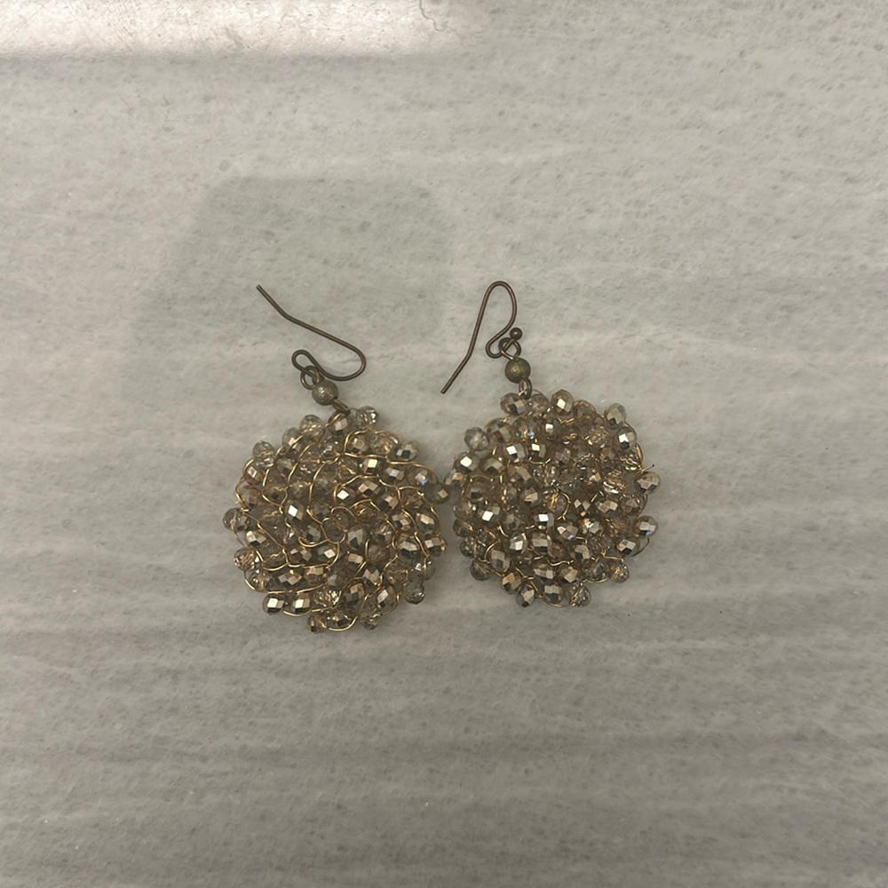 Anthropologie Gold Beaded Earrings